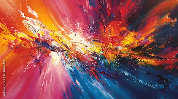 Obraz vibrant abstract expressionist painting with bold brush strokes and dynamic expressive colors HDR Imaging and AI Autofocus capture the vivid details and intense emotional impact
