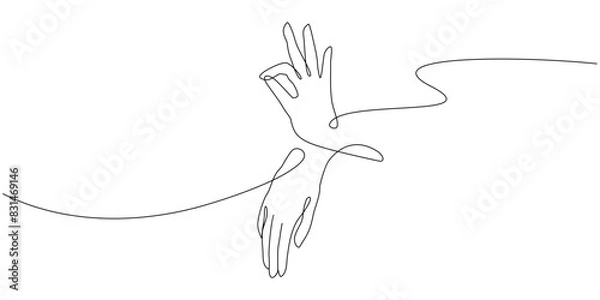 Fototapeta Vector one line art illustrations of buddha hands. Continuous line art of zen	