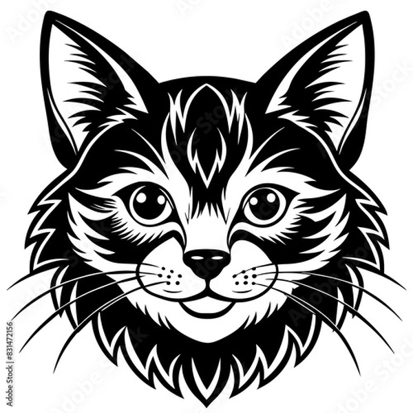 Obraz cat head silhouette vector illustration