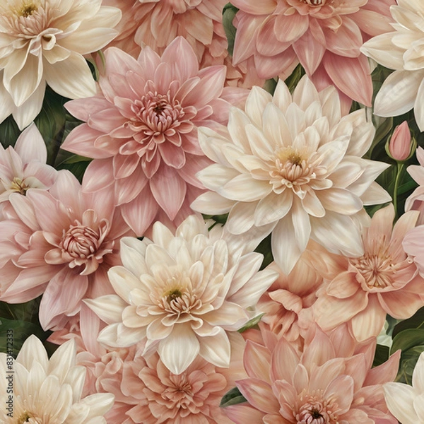 Fototapeta Soft hues of pink and cream come alive in this high-resolution photograph of flourishing flowers.
