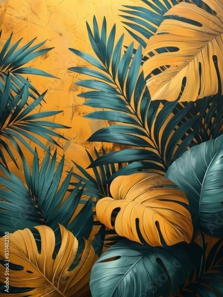 Obraz Pattern with flowers and leaves