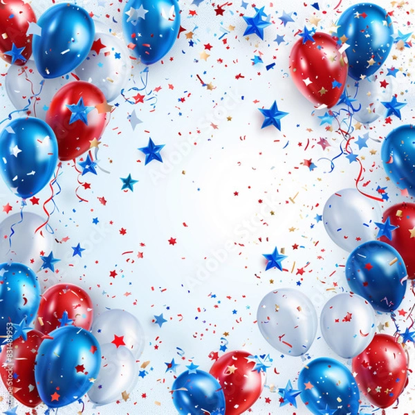 Fototapeta A Festive Background Filled with Red, White, and Blue Balloons and Banners