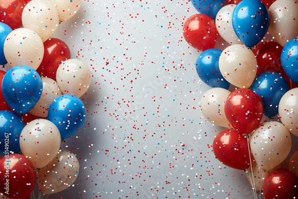 Fototapeta A Festive Background Filled with Red, White, and Blue Balloons and Banners