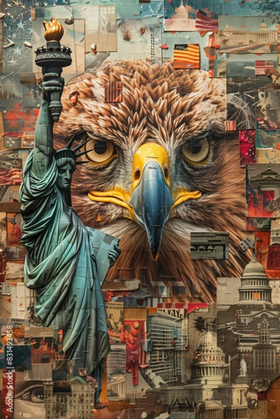 Fototapeta A Collage of Iconic American Symbols and Landmarks