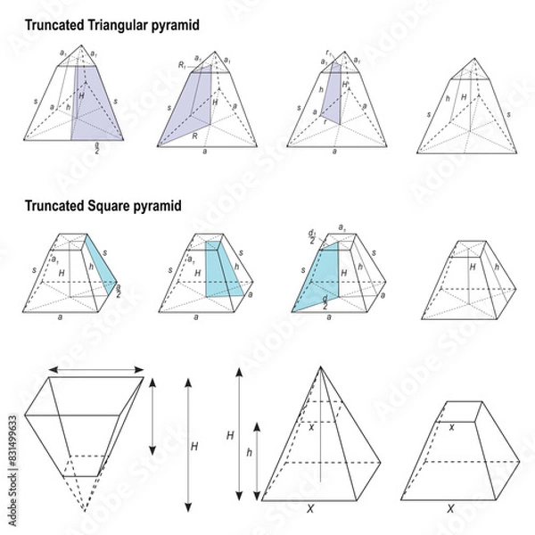 Obraz Truncated Square and Truncated Triangular pyramids