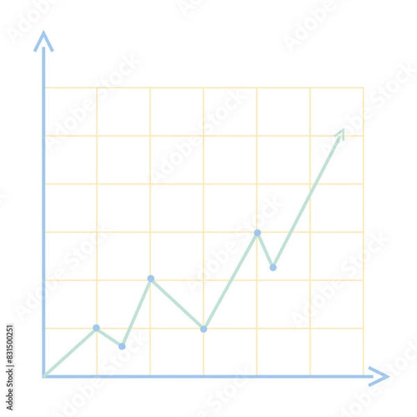 Fototapeta Abstract statistical graph with upward arrows. Positive dynamics and growth infographic. Business and price up. Flat style illustration. Isolated on white background.