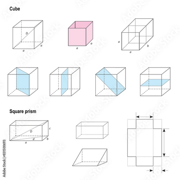 Obraz Cube and Square prism