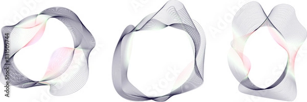 Obraz Abstract flowing wavy lines circle rings with gradient color. Digital round frequency track and voice equalizer. Vector blend