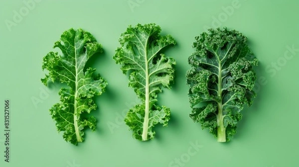 Fototapeta toned image of a fresh kale leaf on a harmonious green background
