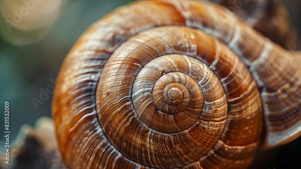 Fototapeta A spiral shell with a brown and tan color