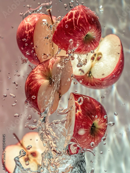 Fototapeta apples in watersplash