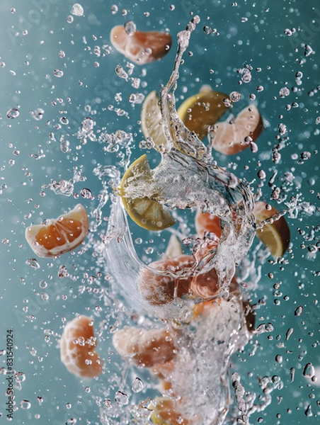 Fototapeta lemon in splash