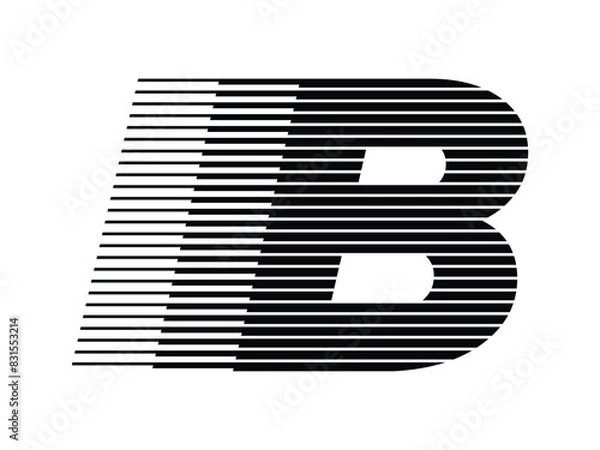 Fototapeta Letter B Logo with Abstract Line Pattern