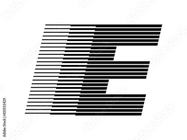 Fototapeta Letter E Logo with Abstract Line Pattern