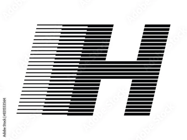 Obraz Letter H Logo with Abstract Line Pattern Isolated On White Background
