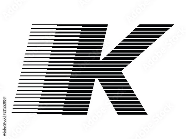 Obraz Letter K Logo with Abstract Line Pattern