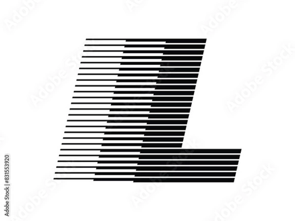Fototapeta Letter L Logo with Abstract Line Pattern Isolated On White Background