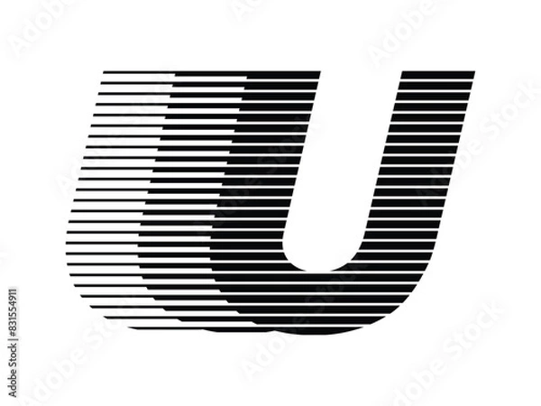 Fototapeta Letter U Logo with Abstract Line Pattern