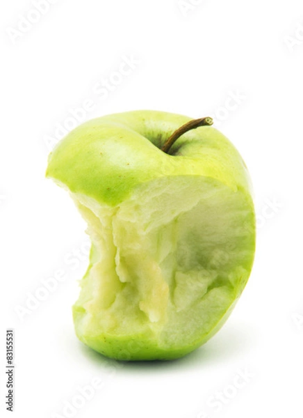 Obraz bitten green apple isolated on white 