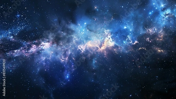 Fototapeta Panoramic Space Scene: Stars, Nebulae, and Galaxies