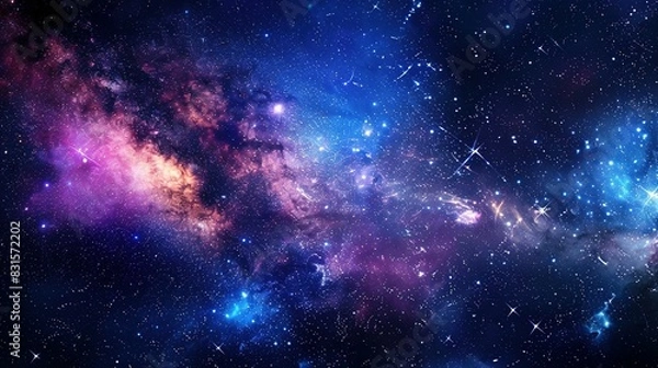Fototapeta Nebulae and Stars in Space: Panoramic Galaxy View