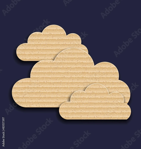 Obraz Carton paper clouds isolated on dark background