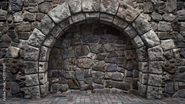Fototapeta Background Stone,Rustic stone archway with a broad area for advertisements or promotional content.