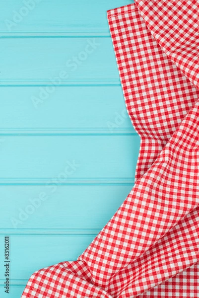 Fototapeta White and red towel over wooden table