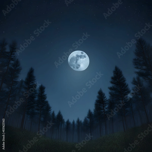 Obraz full moon over the forest