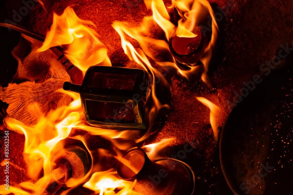 Obraz Raku pottery fire