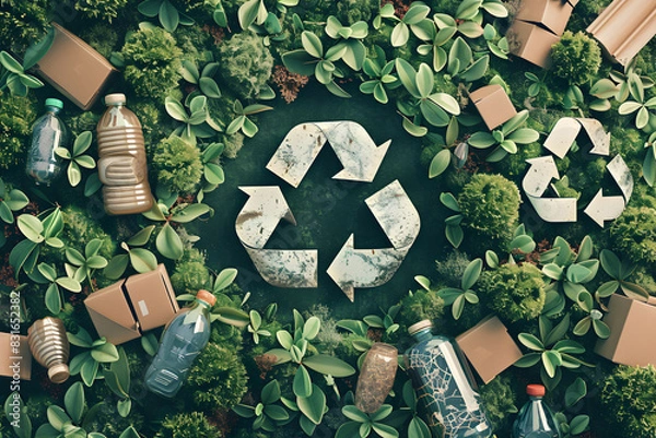 Obraz Poster design for recycling , green environment , sustainable 