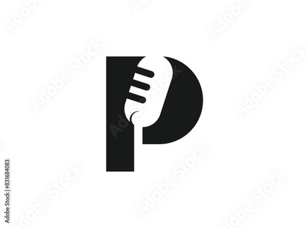 Obraz Letter P and podcast logo design concept with simple and modern styles.