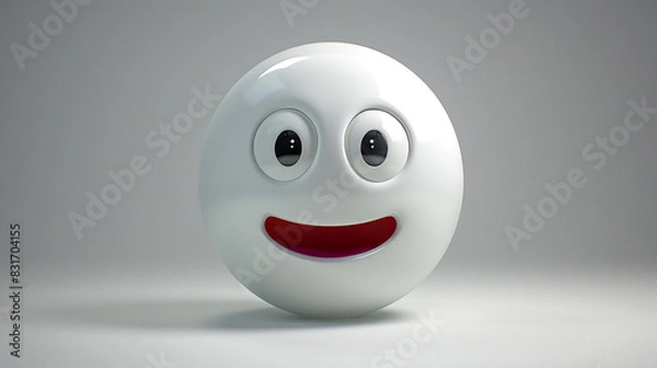 Fototapeta happy white 3d emoji on white background. digital 3d render