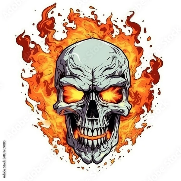 Obraz Art illustration skull skull on fire