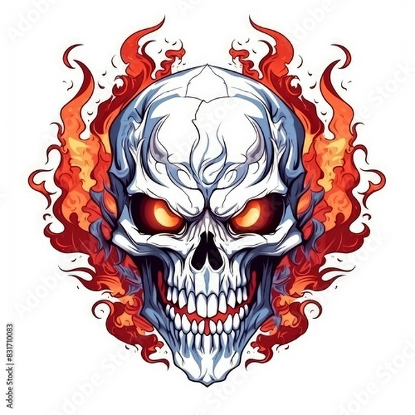 Obraz Art illustration skull skull on fire