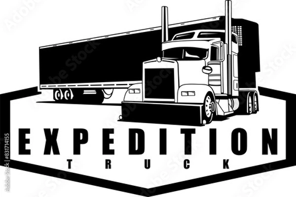 Obraz semi truck logo design vector