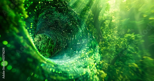 Fototapeta Futuristic technology transformation with green innovation of power sustainability.eco-friendly energy.environment management.biotechnology background