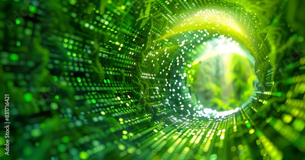 Fototapeta Futuristic technology transformation with green innovation of power sustainability.eco-friendly energy.environment management.biotechnology background