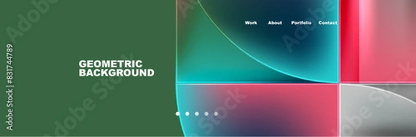 Fototapeta Round triangles and squares web site page template. Vector Illustration For Wallpaper, Banner, Background, Card, Book Illustration, landing page