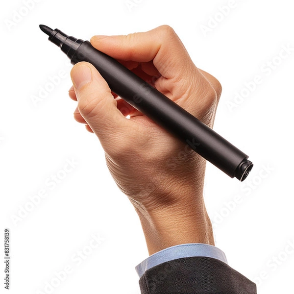 Obraz hand holding black marker on transparent background