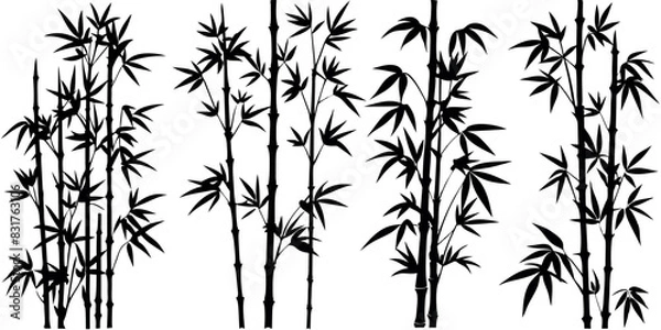 Obraz bamboos vector silhouettes white background