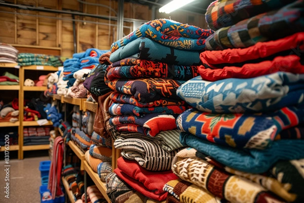 Fototapeta A local shelter received donations of blankets and clothing from residents.