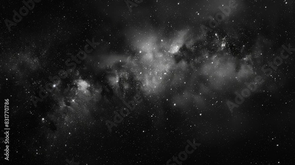 Fototapeta Black white space background. Abstract background illustration with our galaxy in cosmos. Nebula galaxy black background