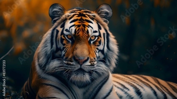 Fototapeta a cinematic and Dramatic portrait image for tiger