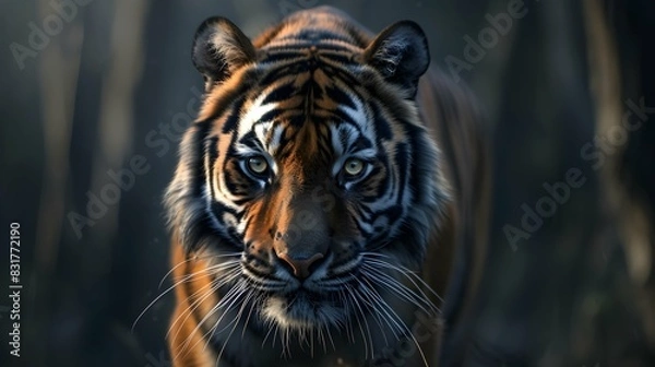 Fototapeta a cinematic and Dramatic portrait image for tiger