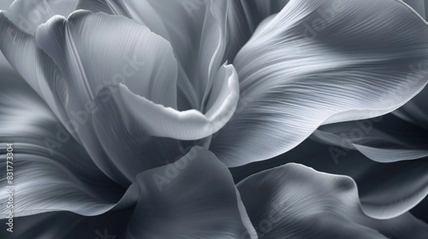 Fototapeta Charcoal Petal Cascade: Wallpaper exhibits tulip petals cascading on charcoal, with a stunning effect adding depth.