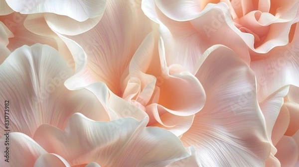 Fototapeta Creamy Blush Tulip Swirls: Wallpaper features tulip petals adorned with a creamy blush effect, swirling in elegant patterns.
