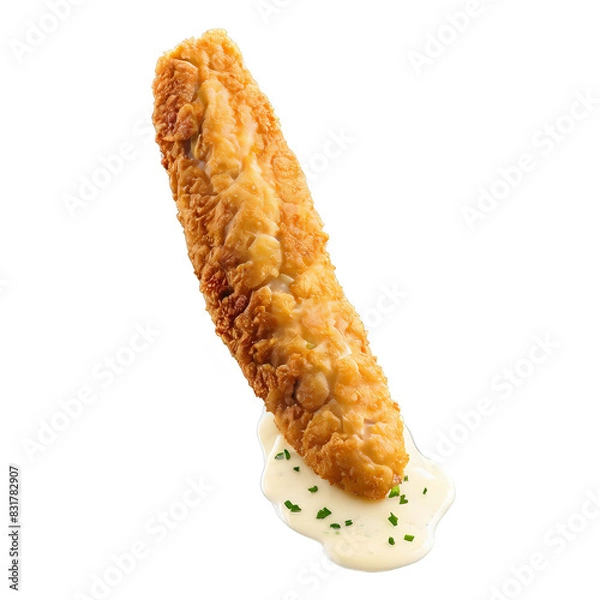 Fototapeta Fried cod tongue crispy texture garnished with tartar sauce shot with a shallow depth of