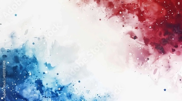 Fototapeta Vibrant abstract background featuring a blend of red, blue, and white paint splashes, perfect for creative designs and modern art project like Independence Day or Memorial Day
