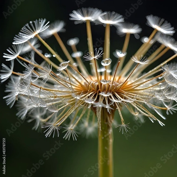 Fototapeta Dandelion flower on a dark background. Close up view. macro photography
